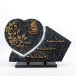 Plaque fun�raire en granit grand coeur