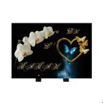 Plaque fun�raire moderne orchid�e blanche