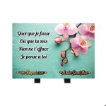 Plaque fun�raire moderne orchid�e rose