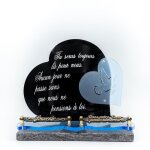 Plaque fun�raire originale et moderne coeurs accroch�s
