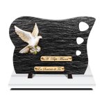 Plaque fun�raire originale et moderne colombe blanche