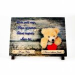 Plaque fun�raire personnalis�e peluche et coeur