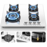 Plaque gazplaque de cuisson gaz4 foyersavec s�curit� thermocouplegaz naturel / propaneverre tremp� blanc80 ...