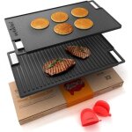 Plaque À griller réversible en fonte - plancha pour induction - poêle gril et plaque lisse de 457 cm ... Plaque À griller réversible en fonte - plancha pour induction - poêle gril et plaque lisse de 457 cm ...