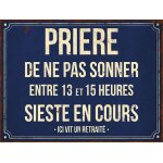 Plaque humoristique - aluminium - retrait� sieste en cours - 15x20 cm