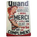 Plaque humoristique - hotrodspirit - t�le pin - up rousse - style r�tro ann�es 50 - m�tal - rouge - int�rieur ...