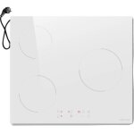 Plaque  induction 3 brleurs contrle tactile verre blanc
