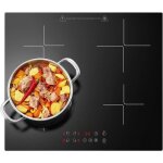 Plaque induction 4 feux encastrable 60 cm 6000w avec commandes tactilesboost et 9 niveaux de puissance ...