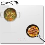 Plaque  induction 4 feux avec fichetable cuisson lectrique 60cm encastrableverre cramique blanccommande ...