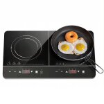 Plaque  induction double - homcom - portable - 3500 w - 10 tempratures 8 puissances minuterie cran ...