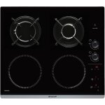 Plaque induction et gaz - table de cuisson - noir - 4 foyers - 3400w electrique et 4600 gaz - dimensions ...