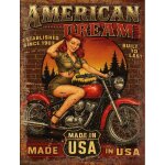 Plaque m�tal vintage american dream ? pin - up sur moto rouge ? style r�tro usa ? d�co garage bar moto ...