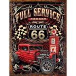 Plaque m�tal vintage route 66 - garage service complet - voiture hot rod 15x20cm