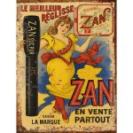Plaque m�tal vintage - zan - affiche r�glisse - style belle �poque - 15x20