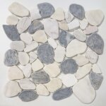 Plaque de mosaque en galets polis ? marbre noir et dolomie blanche ? 305 x 305 cm ? pour murs et sols ...