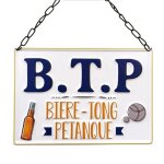 Plaque murale en mtal b. t. p bire - tong - ptanque