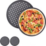 Plaque à pizza lot de 4 ronde perforée antiadhésive 32 cm Plaque à pizza lot de 4 ronde perforée antiadhésive 32 cm