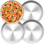 Plaque pizza ronde en acier inoxydable de 26 cm 4 pices pour la cuisson au four - non toxique saine et ...