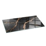 Plaque de sol en verre pour po�le et plaque verre pour po�le motif marbre 125x50 tulup