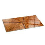 Plaque de verre pour chemin�e et plaque protection sol devant chemin�e motif bois 125x50 tulup
