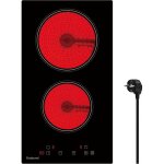 Plaque vitroc�ramique 2 feux - papeco - 3000w 9 niveaux minuterie verrouillage enfant indication de chaleur ...