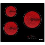 Plaque vitrocramique 3 feux 5500w l59 x p52 cm table de cuisson vitrocramique 3 foyers encastrable ...