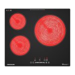 Plaque vitroc�ramique 3 feux encastrable firegas table de cuisson 59 cm 5900w 9 niveaux de puissance ...