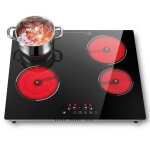 Plaque vitroc�ramique 4 feux plaque de cuisson electrique encastrable 59cm 6000w 9 niveaux commande tactile ...