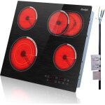 Plaque vitrocramique 4 feuxtable de cuisson encastrable 60cmzone ovale extensiblecommande tactilebois ...