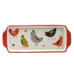 Plat à cake en céramique - motif poules blédine Plat à cake en céramique - motif poules blédine