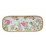 Plat � cake en m�lamine 45x18 cm collection singapore rose anglaise - easylife