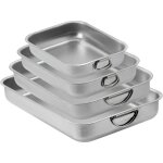 Plat � four inox am�lior�e avec poign�es set de 4 plaques � p�tisserie plat � lasagne rectangulaire plat ...