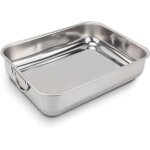 Plat À four inox rectangulaire avec poignées 40cm x 28cm plat de cuisson en acier inoxydable bac de cuisson ... Plat À four inox rectangulaire avec poignées 40cm x 28cm plat de cuisson en acier inoxydable bac de cuisson ...