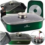 Plat  four vert avec couvercle grand 6l revtement antiadhsif col de loie