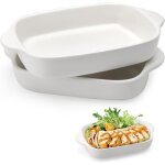 Plats  gratin cramique rectangulaires 23x14cm lot 2 avec poigne pour lasagnes tiramisu four blanc