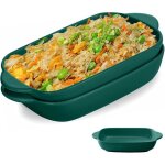 Plat � gratin en c�ramique - woopso - lot de 2 - 23x13 cm - vert fonc� - r�sistant � la chaleur