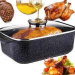 Plat  rtir four  oie avec couvercle revtement anti - adhsif induction gaz 32cm