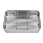Plat � r�tir rectangulaire en acier inoxydable facile � nettoyer avec grille 235 x 175 x 5 cm. label