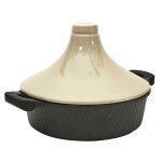 Plat à tajine en fonte daluminium et céramique bicolore avec poignées Plat à tajine en fonte daluminium et céramique bicolore avec poignées