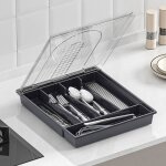 Plateau � couverts � 5 compartiments avec couvercle transparent porte - couverts insert � couverts organisateu ...