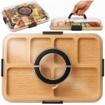 Plateau  fromage avec couvercle - wellhaus - bamboo serving board - bambou cologique compartiment
