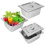 Plateaux gastronorme gn 1 / 6 inox - 3 unit�s empilables avec couvercles - 17. 5x16. 6x10cm - restauration ...