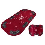 Plateau de poker pliable 4 parties rectangulaire - rouge - tapis poker - jeu de cartes et jetons - tapis ...