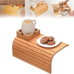Plateau porte - gobelet pliable pour canap� en bambou peut contenir des collations des t�l�phones portables ...