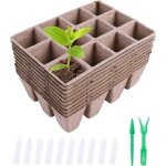 Plateaux de semis biod�gradables 10 pcs - 12 alv�oles (16�12�5 cm) pots 4�4�5 cm