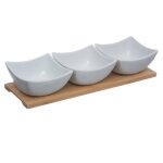 Plateau service apéritifs - 4 pièces - bois - porcelaine - rectangulaire 30x9. 7 cm Plateau service apéritifs - 4 pièces - bois - porcelaine - rectangulaire 30x9. 7 cm