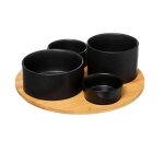 Plateau de service - noname - 5 pièces - bois naturel - Ø 33 cm - noir Plateau de service - noname - 5 pièces - bois naturel - Ø 33 cm - noir