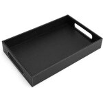 Plateau de service d�coratif en cuir pu rectangulaire avec poign�es