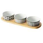 Plateau de service - ethnique - 4 pièces - bois - porcelaine - rectangulaire Plateau de service - ethnique - 4 pièces - bois - porcelaine - rectangulaire