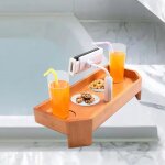 Plateau de spa en bambou aimoonsa - porte - boissons pour baignoire finition bois de bambou / orange